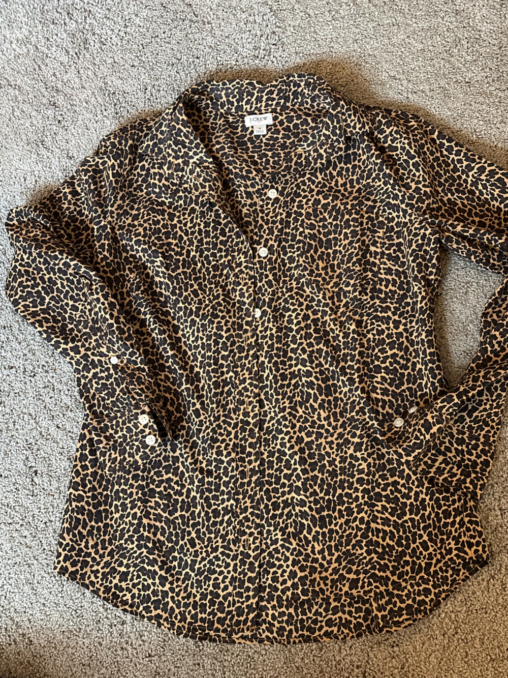 Jcrew Leopard Print Button-Up Blouse - Brown & Black